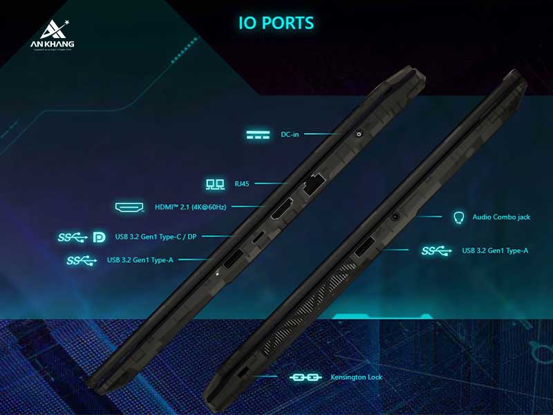 Laptop gaming MSI Cyborg 15 A13UC-2082VN trang bị đầy đủ cổng kết nối