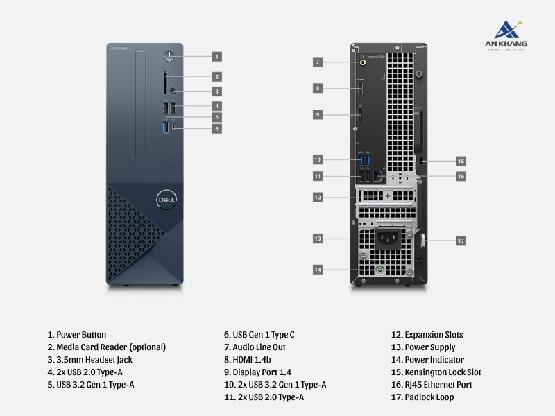 Máy tính để bàn Dell Inspiron 3030 SFF 42IN3030S14700 với kết nối nhanh và ổn định