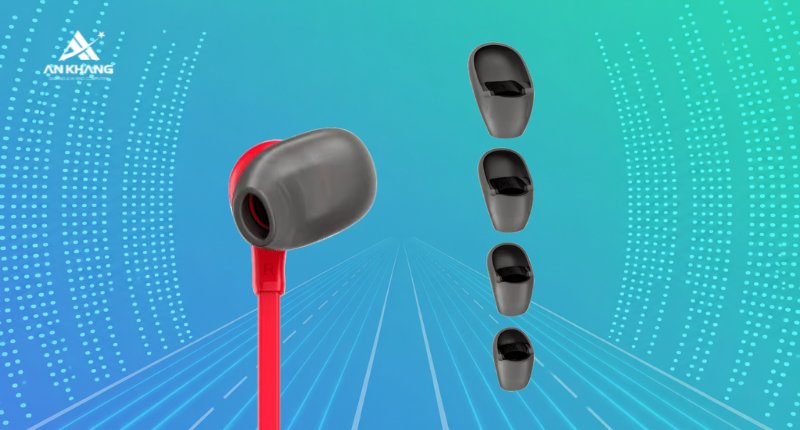 Tai nghe HP HyperX Cloud Earbuds II Red 705L8AA với bộ đệm tai gồm 4 kích cỡ từ siêu nhỏ đến lớn