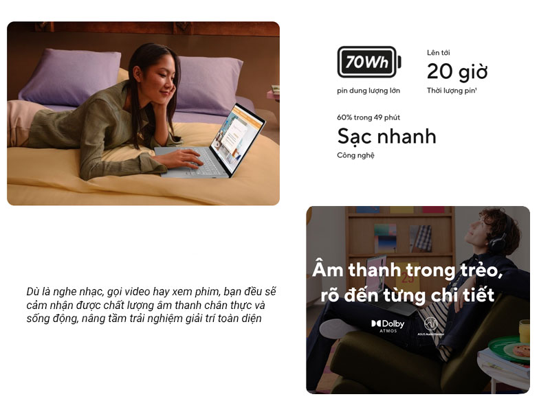 Pin và Âm thanh - ASUS Vivobook S14 S3407VA