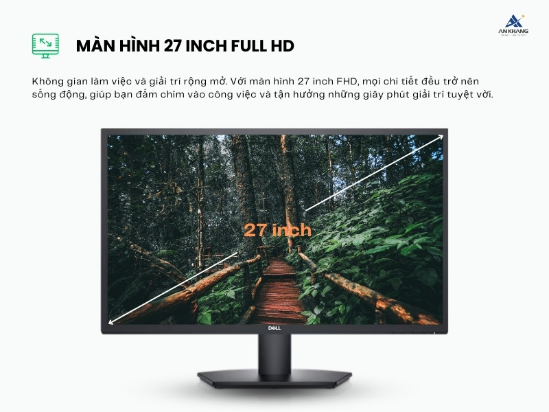 Màn hình Dell SE2722H 27 inch mang lại cảm giác thoải mái hơn so với các màn hình cùng phân khúc