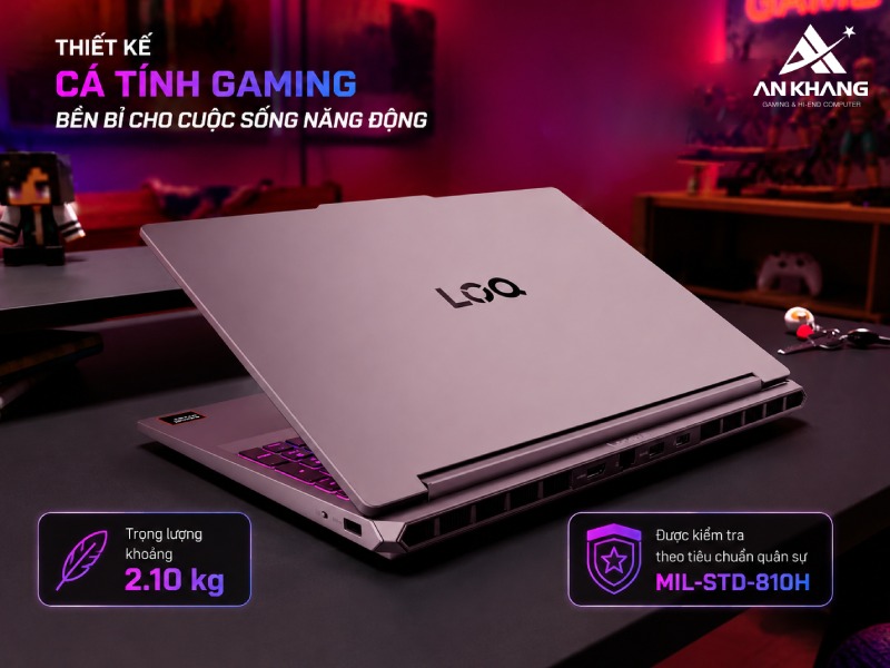 Laptop Lenovo LOQ 15AHP11 83TN0040VN là sự kết hợp hài hòa giữa thiết kế gaming hiện đại, tính cơ động và độ bền đáng tin cậy