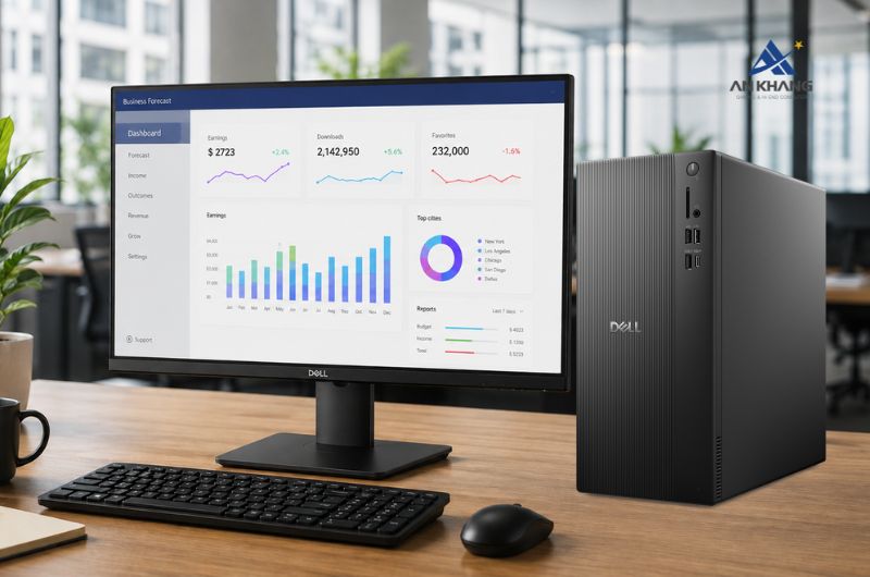 Máy tính để bàn Dell Tower ECT1250 TFPC83 trang bị cấu hình khởi điểm với 8GB RAM và 512GB SSD