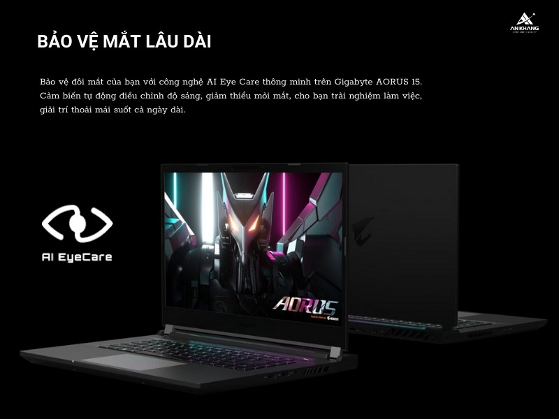 GIGABYTE AORUS 15 9MF-E2VN583SH với công nghệ AI Eye Care bảo vệ mắt