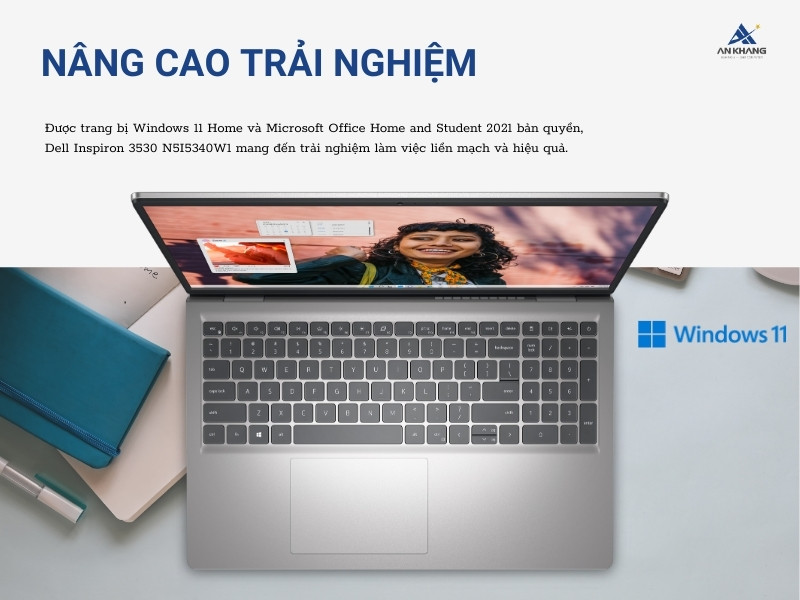 Laptop Dell Inspiron 3530 N5I5340W1 cài sẵn Windows 11 và Office bản quyền