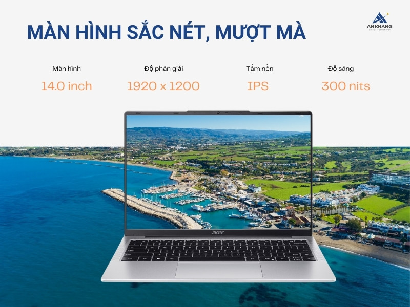 Laptop Acer Aspire Lite AL14-52M-54CJ sở hữu màn hình 14 inch FHD+ IPS sắc nét