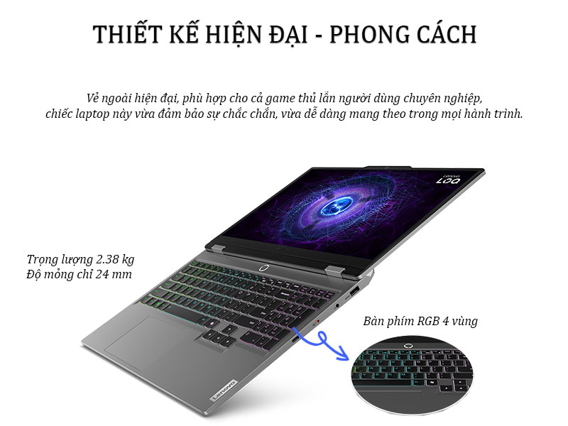 Laptop Lenovo LOQ 15IRX9 83DV00UGVN mang thiết kế hiện đại, phong cách