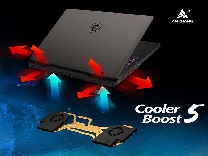 Laptop MSI Sword 16 HX B14VFKG-045VN trang bị công nghệ tản nhiệt Cooler Boost 5 hiện đại