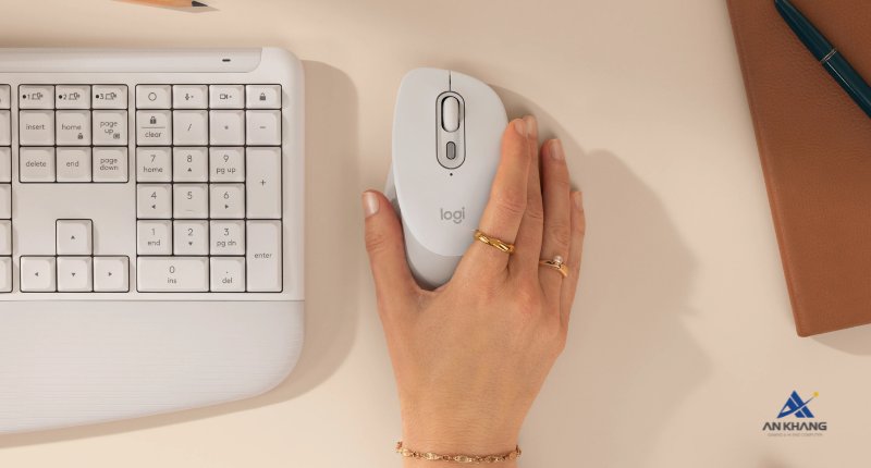 Chuột không dây Logitech Signature Comfort M840L White 4000DPI với thiết kế công thái học, hạn chế đau mỏi cổ tay