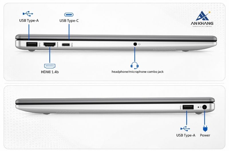 Laptop HP 250R G10 C3SH6AT trang bị đầy đủ các cổng kết nối phổ biến cho nhu cầu học tập, làm việc văn phòng