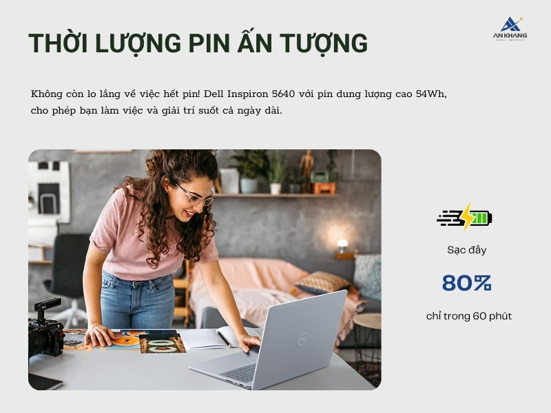 Máy tính xách tay Dell Inspiron 5640 N5640-C7U161W11IBU với thời lượng pin ấn tượng