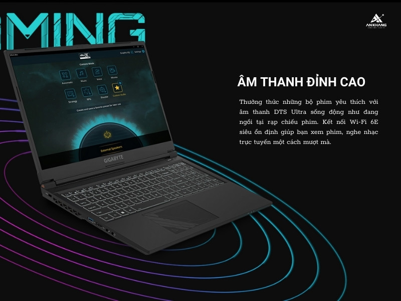 Laptop gaming Gigabyte G5 cho chất lượng âm thanh siêu hay, kết nối siêu mượt