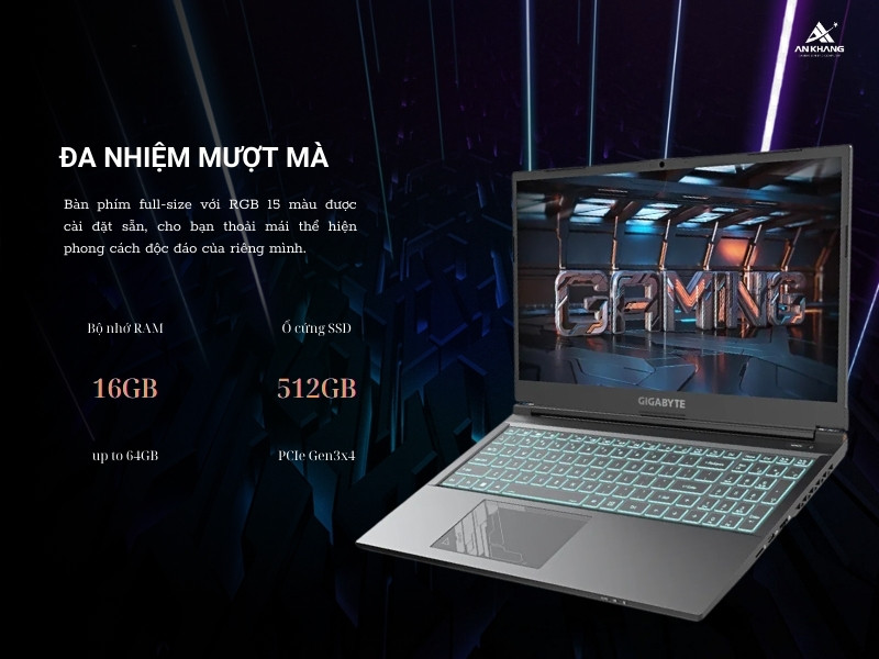 Laptop gaming Gigabyte G5 MF5-52VN383SH có khả năng đa nhiệm mượt mà