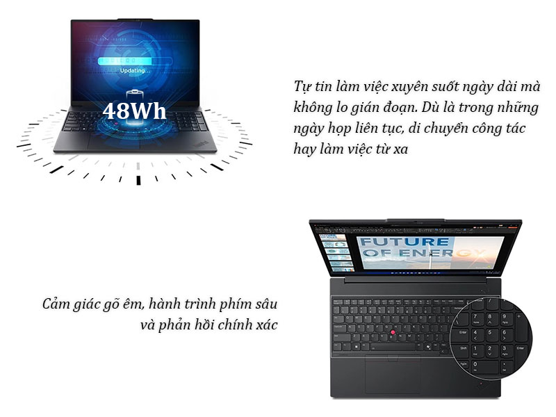 Lenovo ThinkPad E16 Gen 3 21SR002LVA mang đến khả năng làm việc hiệu quả suốt ngày dài