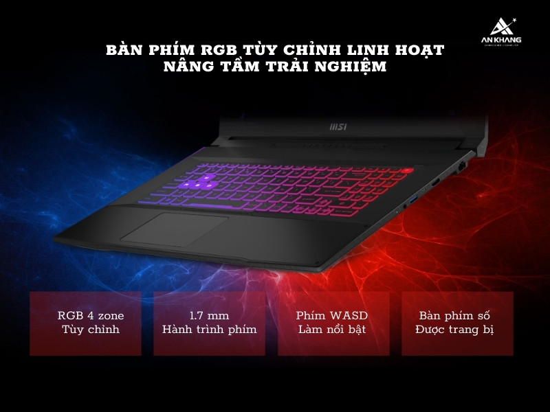 MSI Katana 15 B13VEK-2256VN sở hữu thiết kế đậm chất gaming