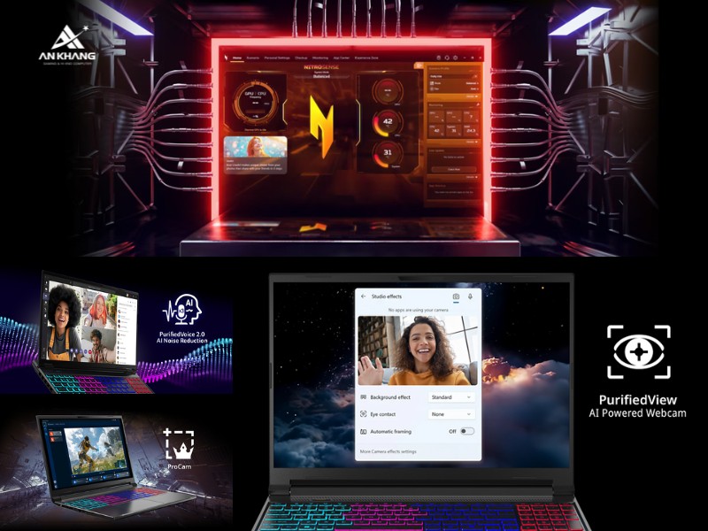 Laptop Acer Gaming Nitro 16S AI ProPanel AN16S-61-R193 NH.QXTSV.001 t&iacute;ch hợp AI hỗ trợ giao tiếp trực tuyến