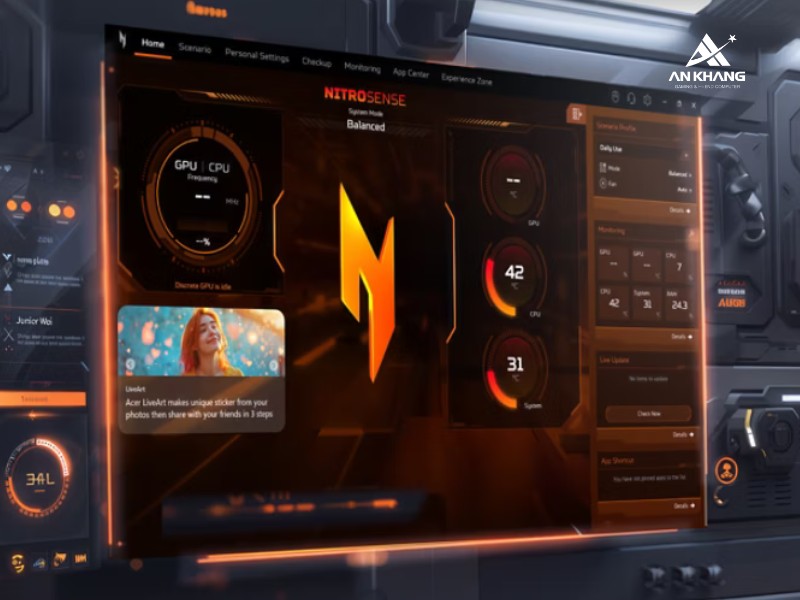 Laptop Acer Gaming Nitro V 15 ProPanel ANV15-52-50VA NH.QUBSV.002 kiểm so&aacute;t hệ thống hiệu quả