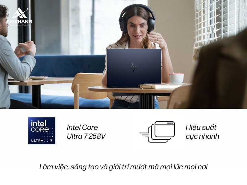 Hiệu năng th&ocirc;ng minh tr&ecirc;n laptop HP OmniBook X Flip 14-fm0076TU BZ7P6PA nhờ v&agrave;o bộ vi xử l&yacute; Intel Core Ultra