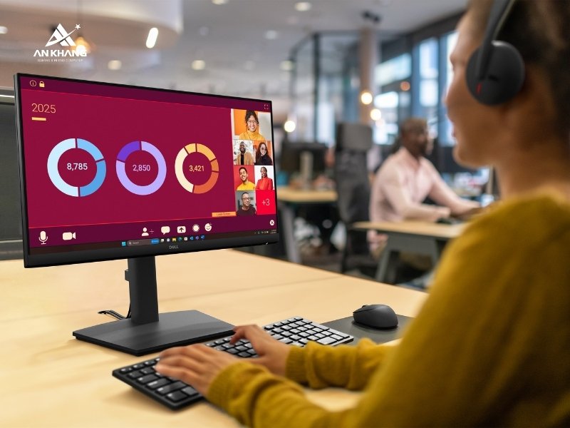 Màn hình Dell Pro 22 E2225HSM trang bị kết nối VGA, HDMI và DisplayPort