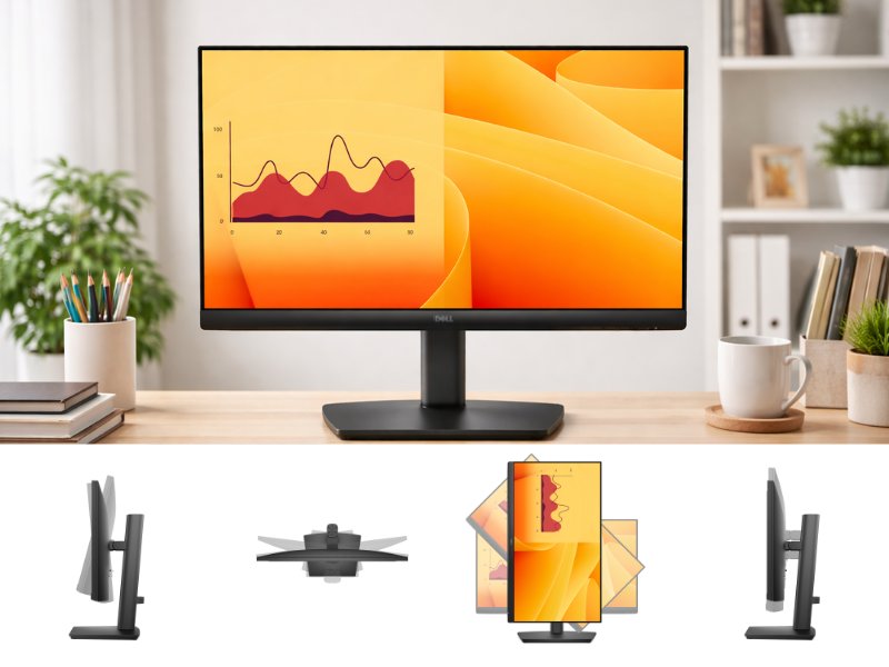 Màn hình Dell Pro 22 E2225HSM với thiết kế công thái học linh hoạt