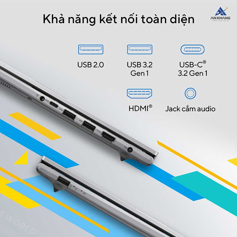 Laptop Asus Vivobook 15 X1504VA-BQ2076W trang bị đầy đủ cổng kết nối
