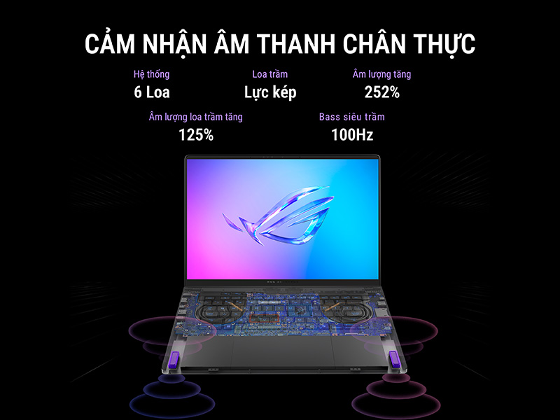 &Acirc;m thanh ấn tượng với hệ thống 6 loa tr&ecirc;n laptop ASUS ROG Zephyrus G14 GA403WR-QS156WS