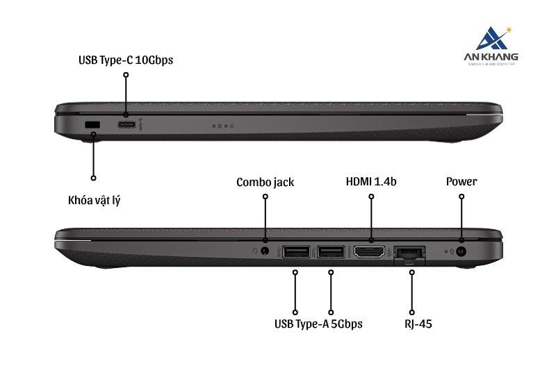 Laptop HP 240R G9 C40LFAT trang bị kết nối đầy đủ cho đại đa số nhu cầu cơ bản