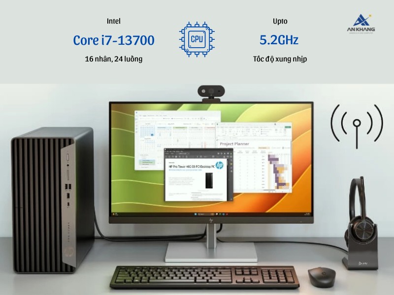 HP Pro Tower 400 G9 9H1T7PT với bộ vi xử lý Intel Core i7 mạnh mẽ