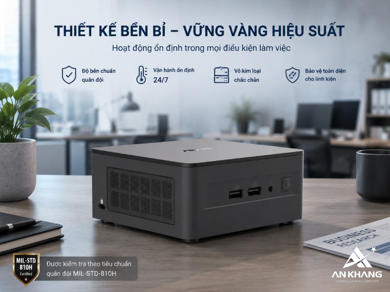 Asus NUC 13 Pro Tall RNUC13ANHH500000I được thiết kế bền bỉ giúp nâng cao hiệu suất