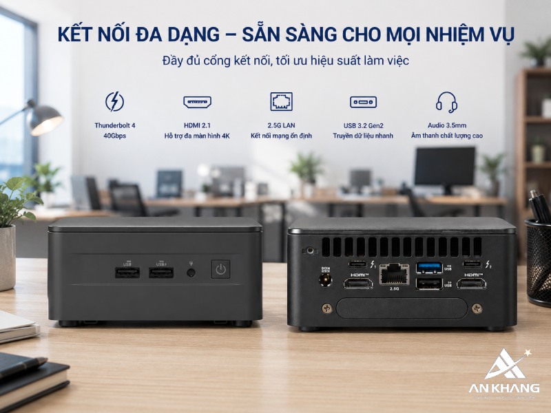 Hệ thống kết nối tích hợp trên Asus NUC 13 Pro Tall RNUC13ANHH500000I