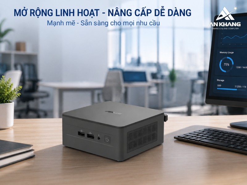 ASUS NUC 13 Pro Tall RNUC13ANHH700000I với khả năng mở rộng bộ nhớ linh hoạt