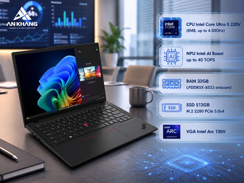 Hiệu năng mạnh mẽ tích hợp AI của laptop Lenovo ThinkPad T14 Gen 6 21QGS0HF00