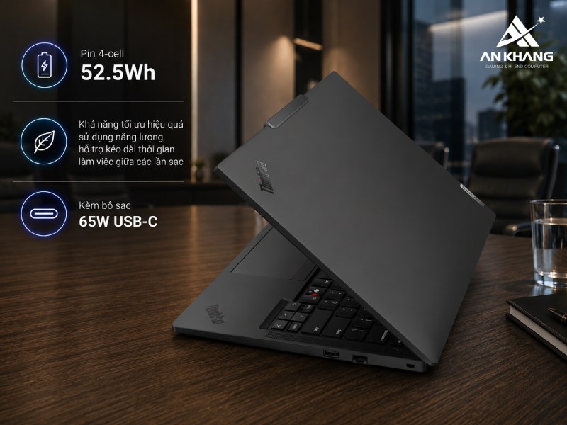 Lenovo ThinkPad T14 Gen 6 21QGS0HF00 sẵn sàng cho cả ngày làm việc thời viên pin 52.5Wh