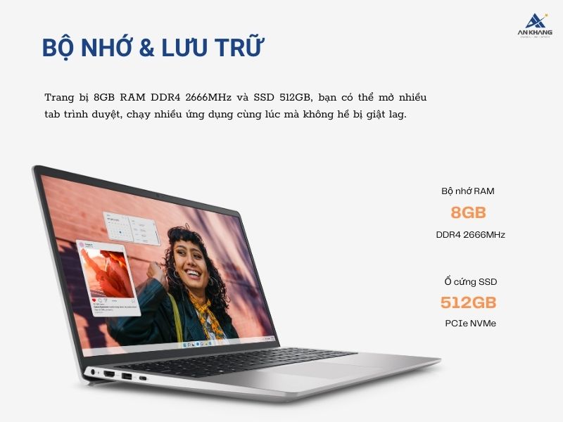 Dell Inspiron 3530 N3530-i5U085W11SLU trang bị bộ nhớ và lưu trữ ấn tượng