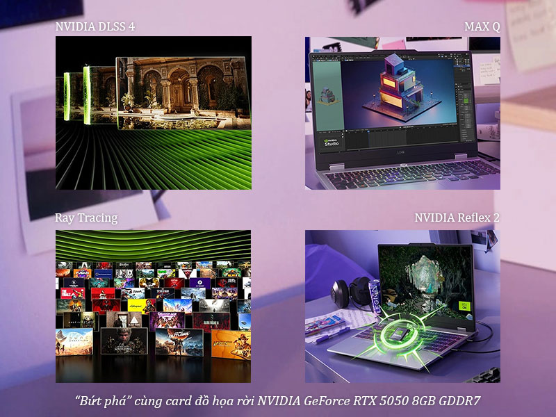 Hiệu suất đồ họa vượt trội nhờ vào card rời RTX 5050 8GB
