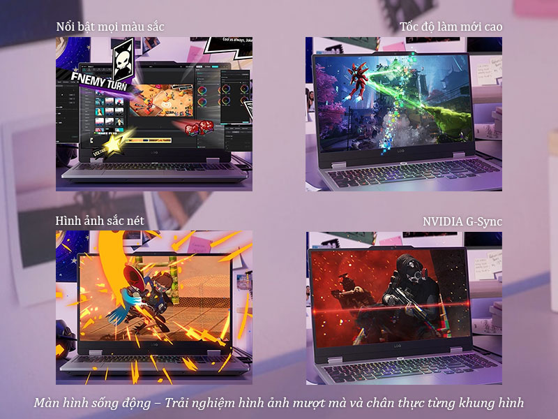 Lenovo LOQ 15IRX10 83JE00PEVN mang đến trải nghiệm mượt mà và chân thực trong từng khung hình