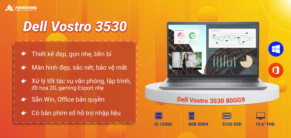 Laptop Dell Vostro 3530 80GG9 - Laptop của dân IT, tester, marketing, content, quảng cáo