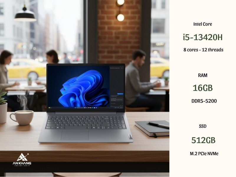 Laptop Lenovo V15 G5 IRL 83HF00BSVA trang bị Intel Core i5 chip H hiệu năng cao