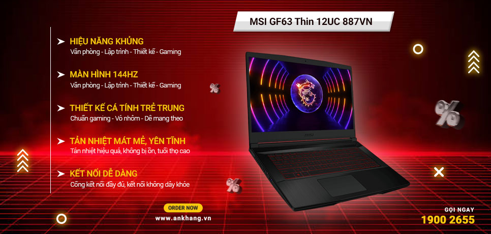 Laptop MSI GF63 Thin 12UC 887VN - Chuẩn gaming Ngon-bổ-rẻ