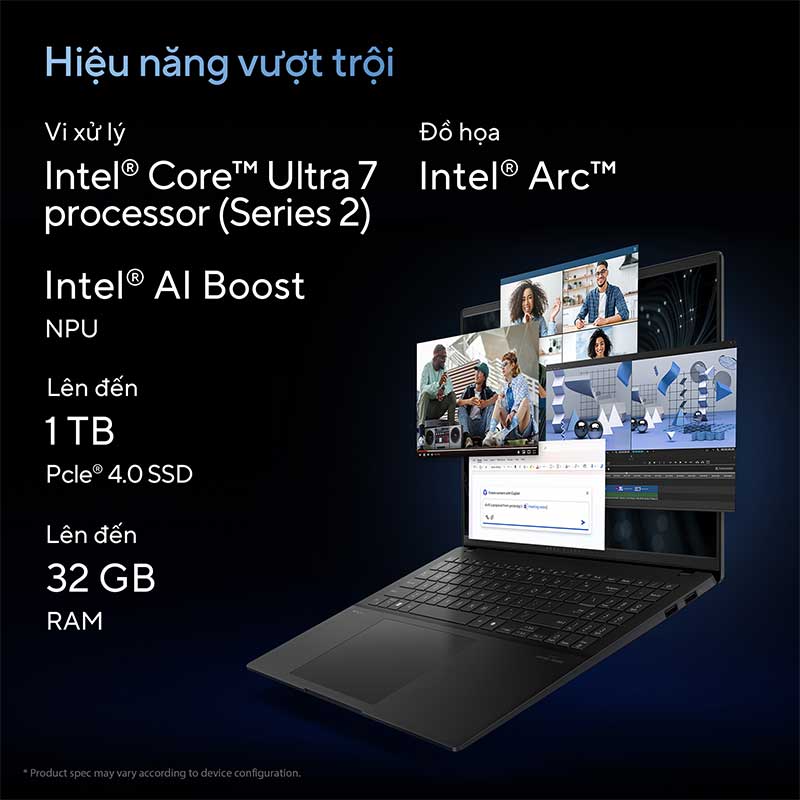 Laptop ASUS Vivobook S 16 OLED S5606CA-RI115WS trang bị hiệu năng AI mạnh mẽ