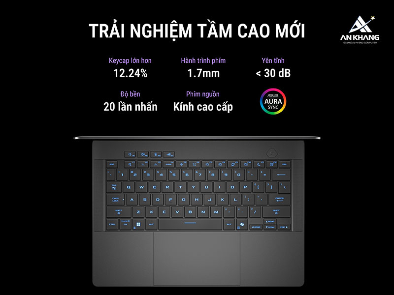 Trải nghiệm thoải mái và chính xác trên bàn phím của ASUS ROG Zephyrus G14 GA403WP-QS045WS