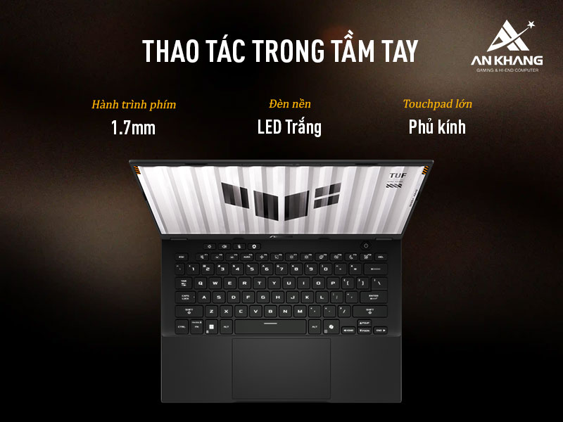 Laptop ASUS TUF Gaming A14 FA401KM-RG010WS đem lại trải nghiệm gõ phím thoải mái và chính xác