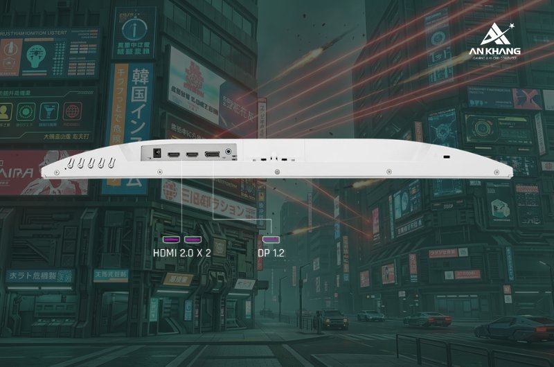 Màn hình gaming ViewSonic VX24G30-W trang bị 2 cổng HDMI, 1 cổng DisplayPort và 1 jack Audio out