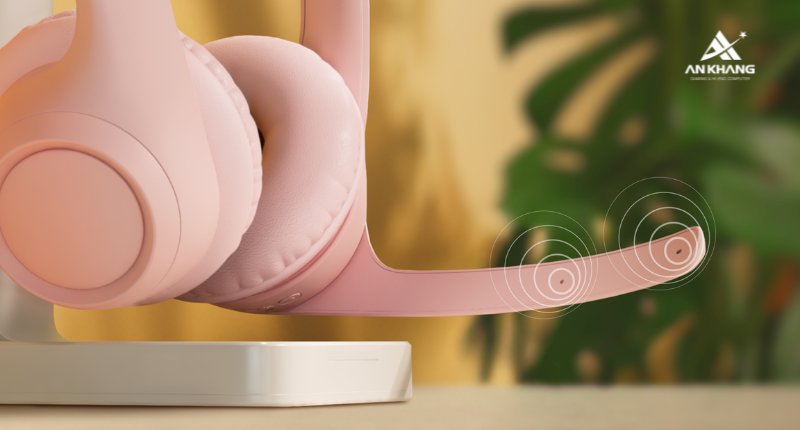Tai nghe không dây Logitech Zone 300 Bluetooth màu hồng (Rose) trang bị micro khử tiếng ồn thông minh, nâng cao chất lượng đàm thoại