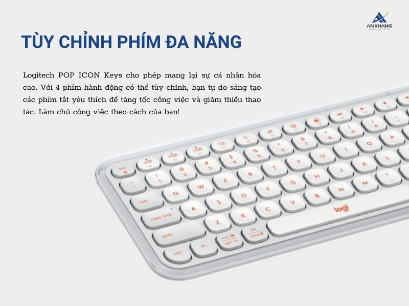 Bàn phím Logitech POP ICON màu trắng (OFF-WHITE) với khả năng tùy chỉnh phím linh hoạt