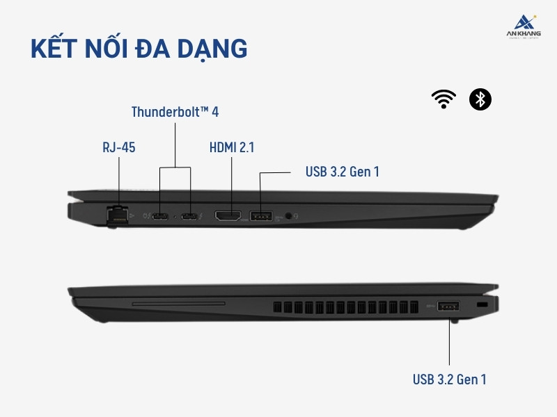 Lenovo ThinkPad P16s Gen 2 21HK004VVA được trang bị đầy đủ các cổng kết nối