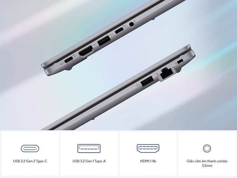 Hệ thống các cổng kết nối đa dạng trên ASUS ExpertBook P1 P1403CVA-i516-63WS