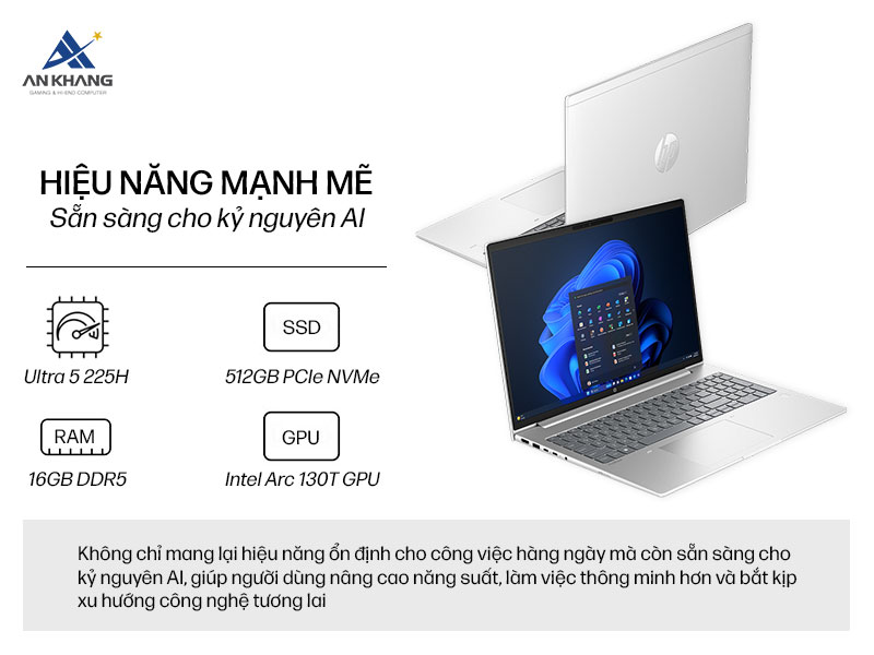 Laptop HP Probook 4 G1i 16 BQ5D7PT sở hữu hiệu năng AI mạnh mẽ tối ưu cho công việc hiện đại và các tác vụ AI