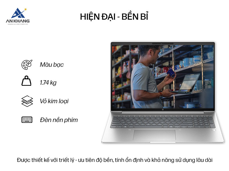 HP Probook 4 G1i 16 BQ5D7PT là laptop doanh nghiệp mang thiết kế hiện đại, bền bỉ