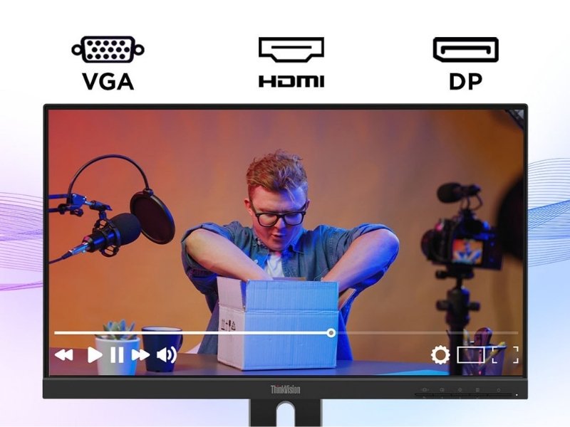 M&agrave;n h&igrave;nh Lenovo ThinkVision E22-40 64C9MAR6VN trang bị cổng HDMI, DP v&agrave; VGA